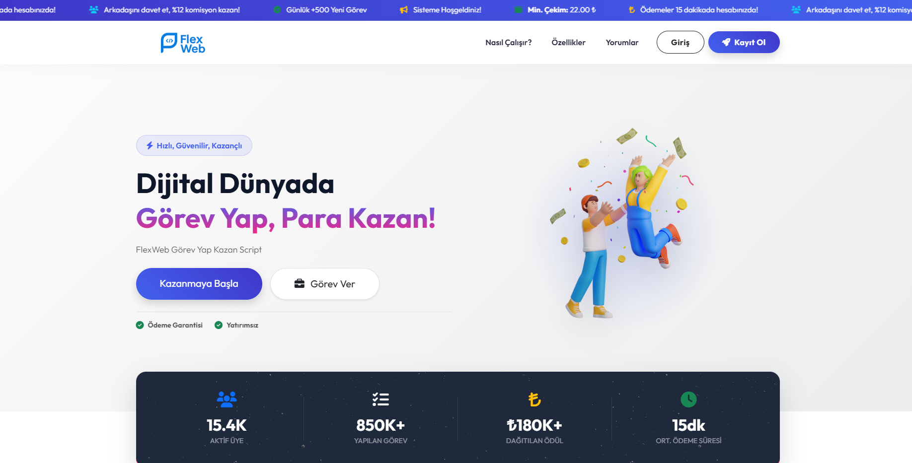 Görev Yap Para Kazan Premium Script